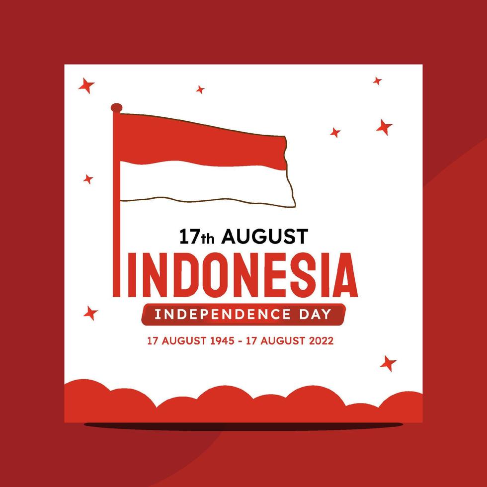 Indonesia Independence day 2022 Social Media Post Template vector