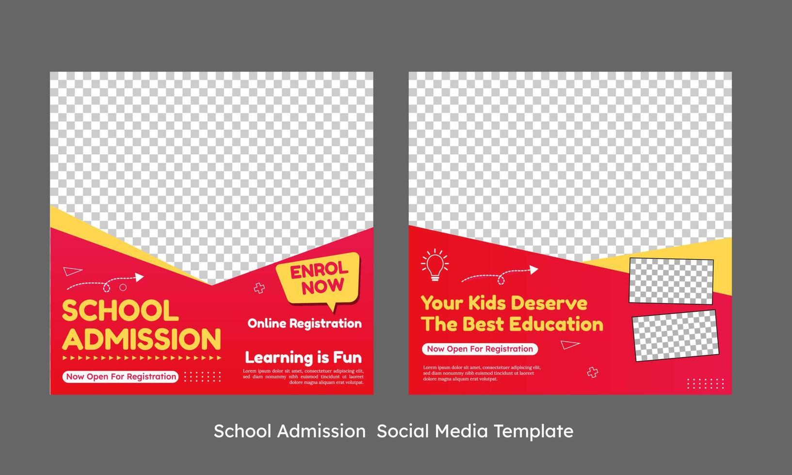 School Admission Social Media Template vector