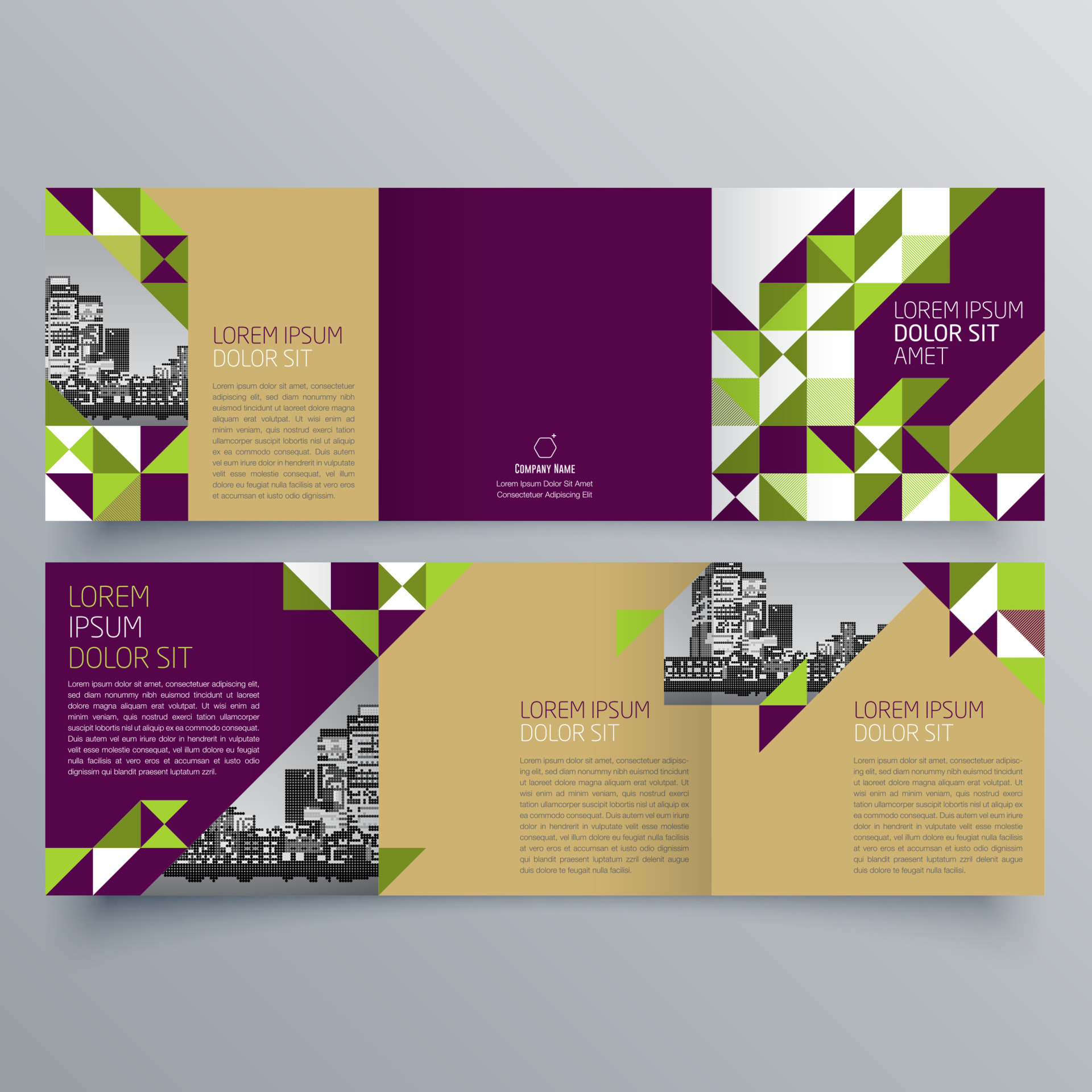 Tri fold brochure template Minimalistic geometric design for corporate Tri fold brochure template Minimalistic geometric design for corporate