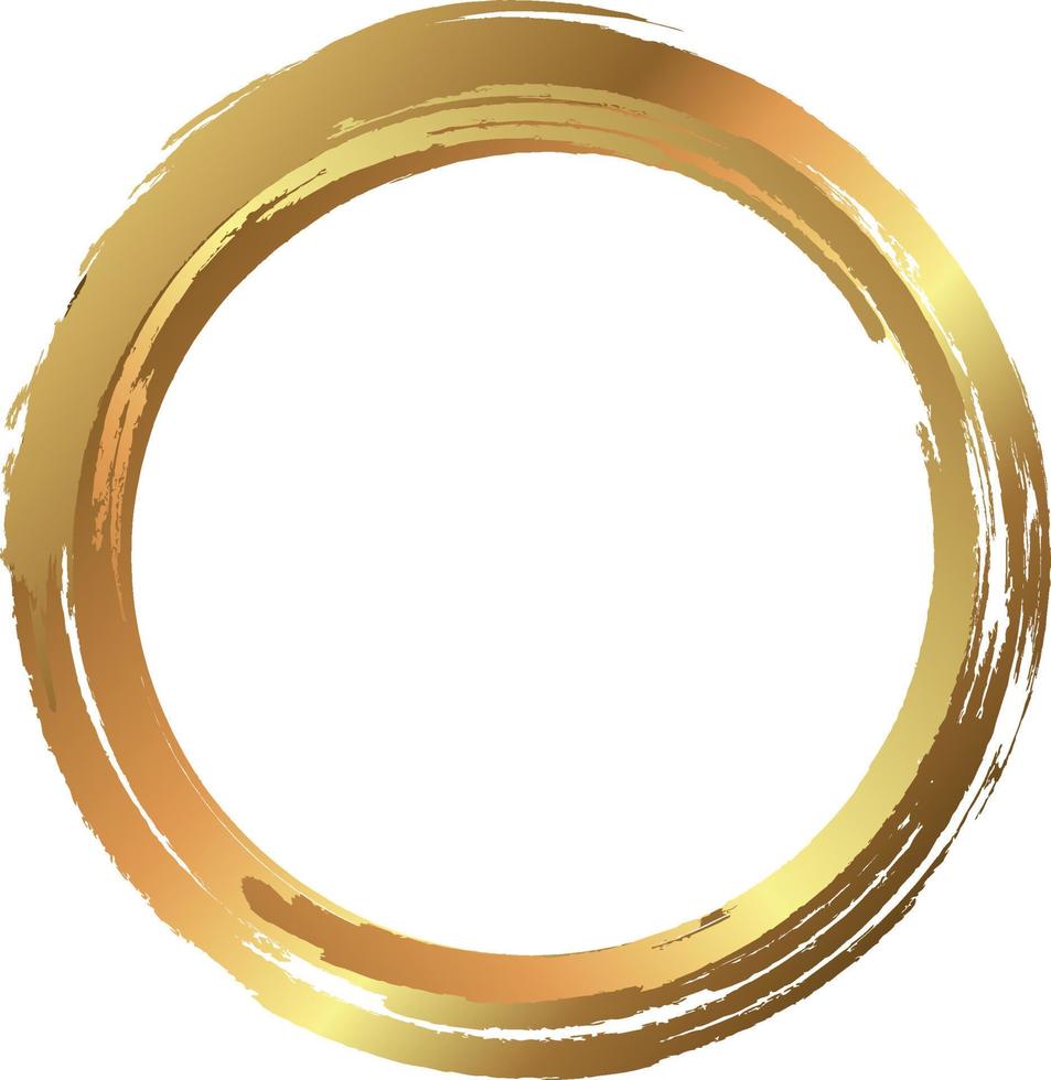 marco de círculo dorado hecho con trazo de pincel. vector