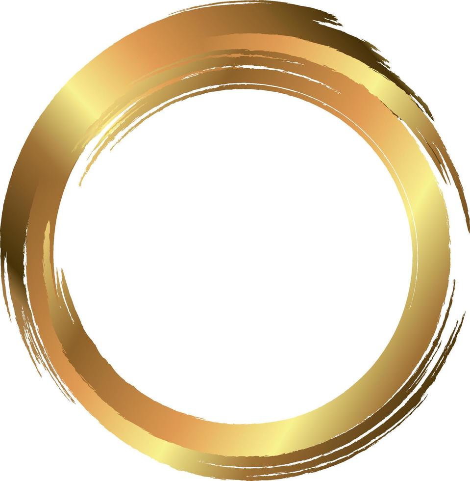 Golden circle frame made on brush stroke. vector
