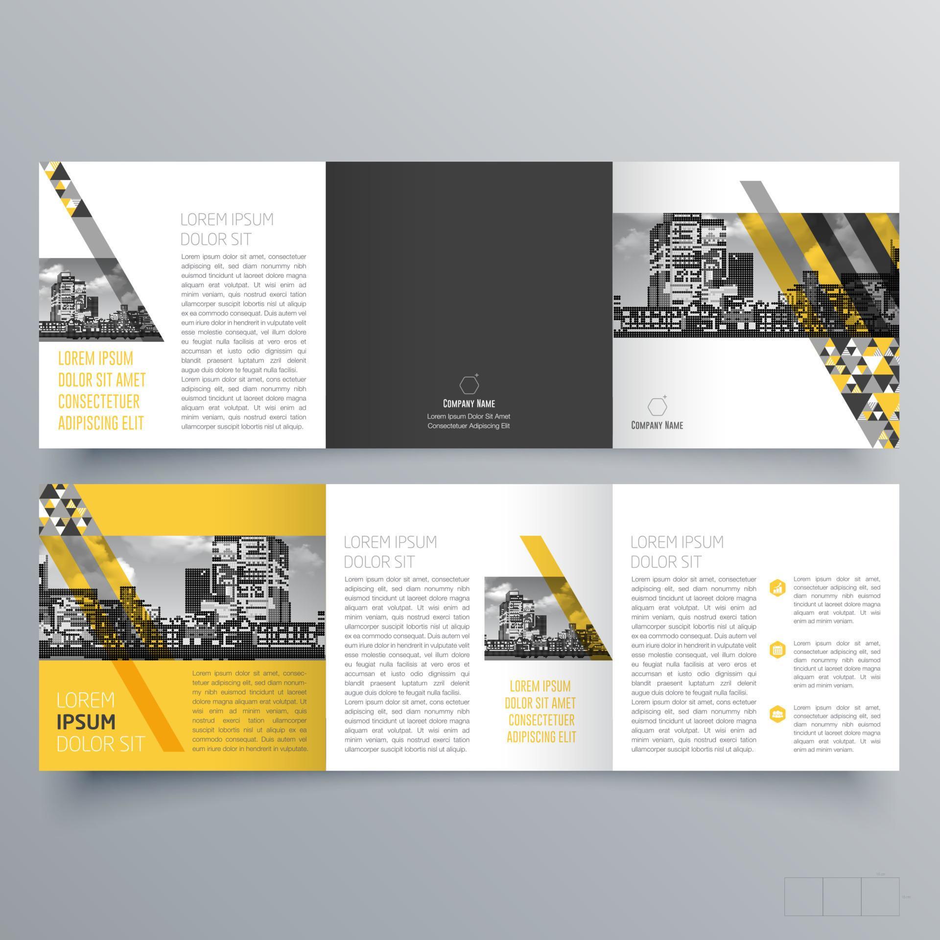 Trifold brochure template Minimalistic geometric design for corporate