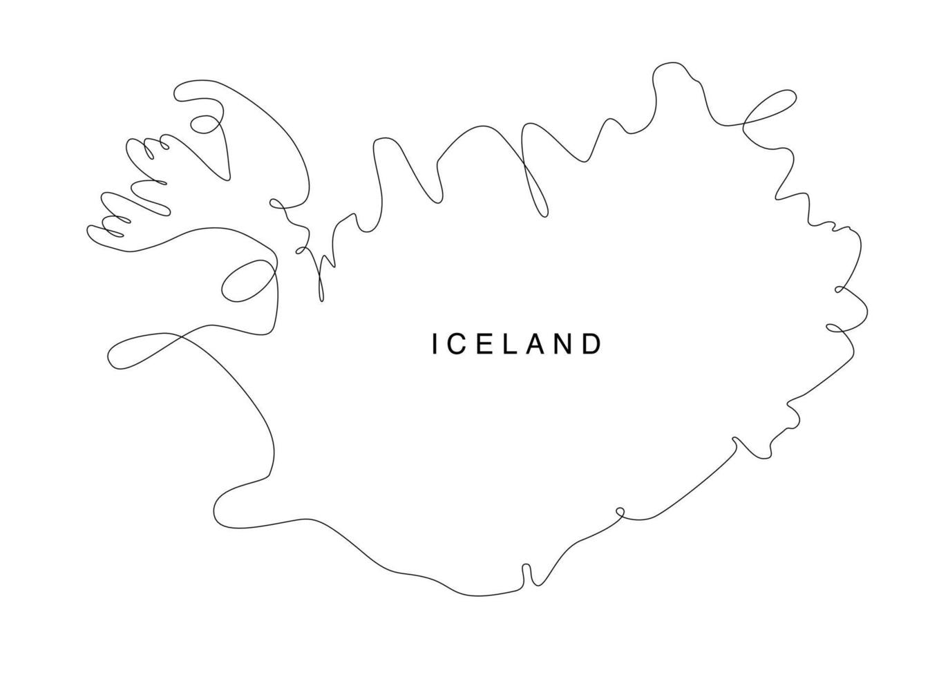 Line art Iceland map. continuous line europe map. vector illustration. single outline.