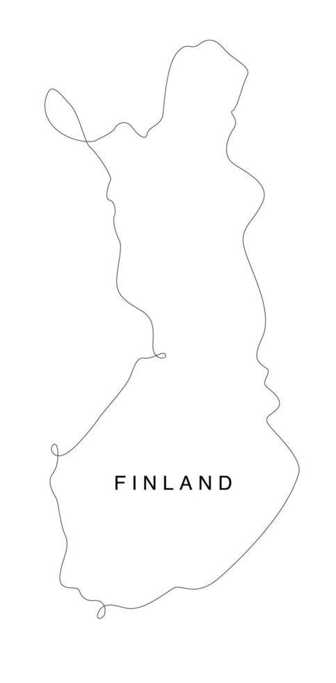 mapa de finlandia de arte lineal. mapa de línea continua de europa. ilustración vectorial esquema único. vector