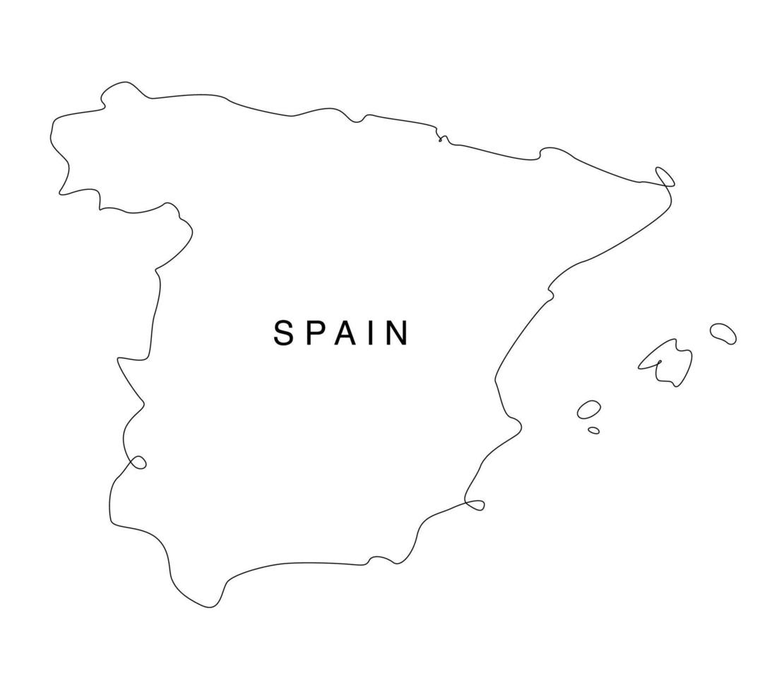 Line art Spain map. continuous line europe map. vector illustration. single outline.