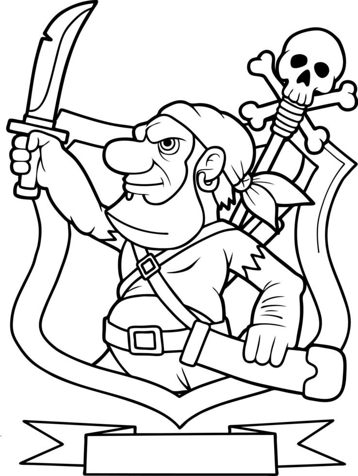 funny cartoon pirate vector