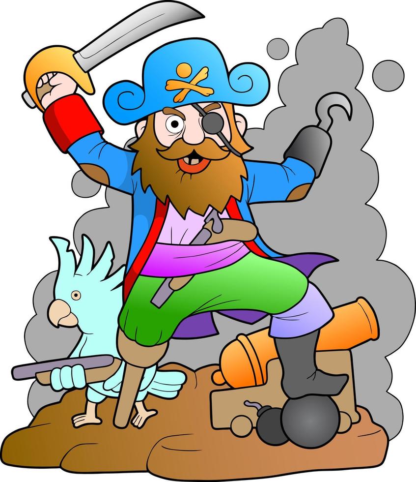 funny cartoon pirate vector