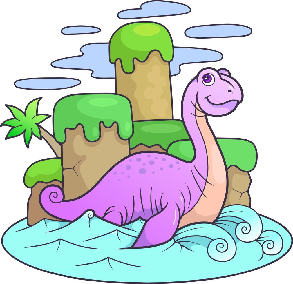 cartoon dinosaur plesiosaur vector