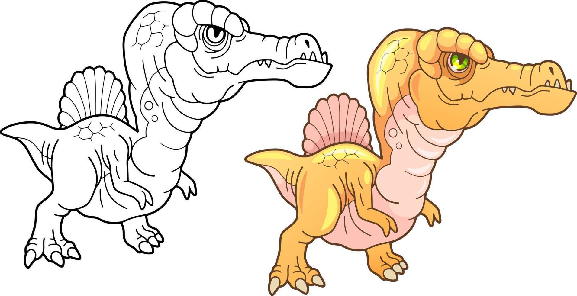 cute dinosaur coloring book vector