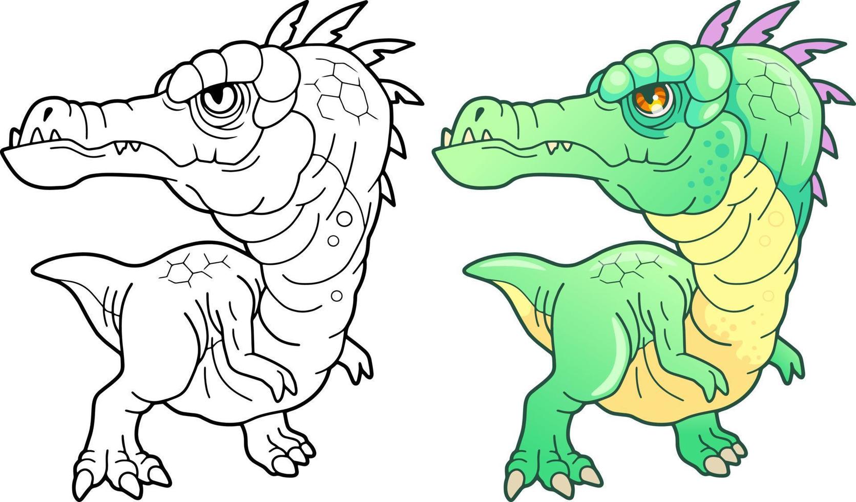 cute dinosaur coloring book vector