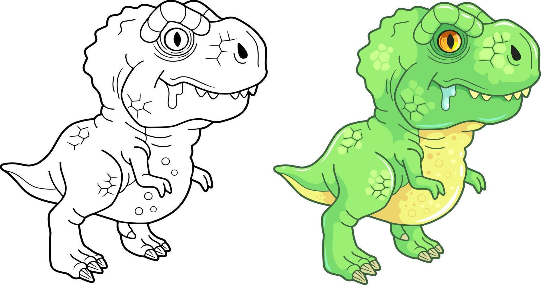 cute dinosaur coloring book vector