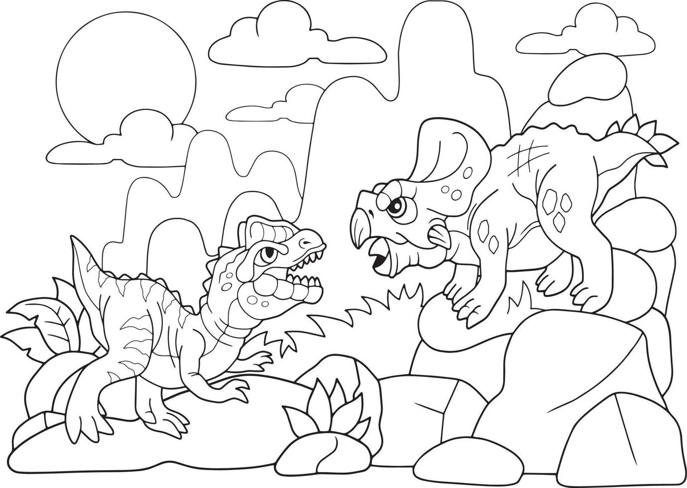 cartoon prehistoric dinosaur coloring book vector