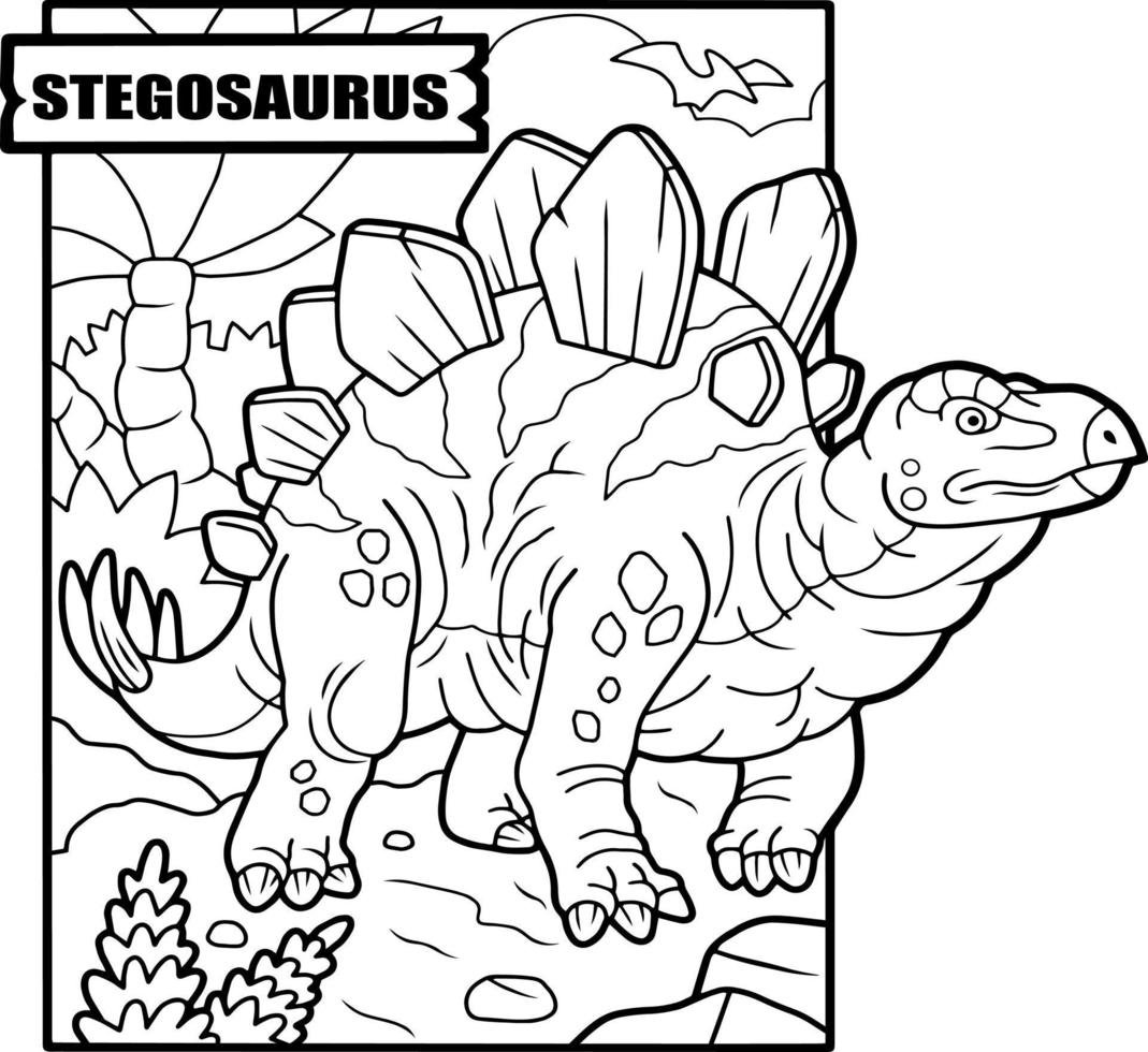 prehistoric dinosaur, coloring book, outline illustration vector