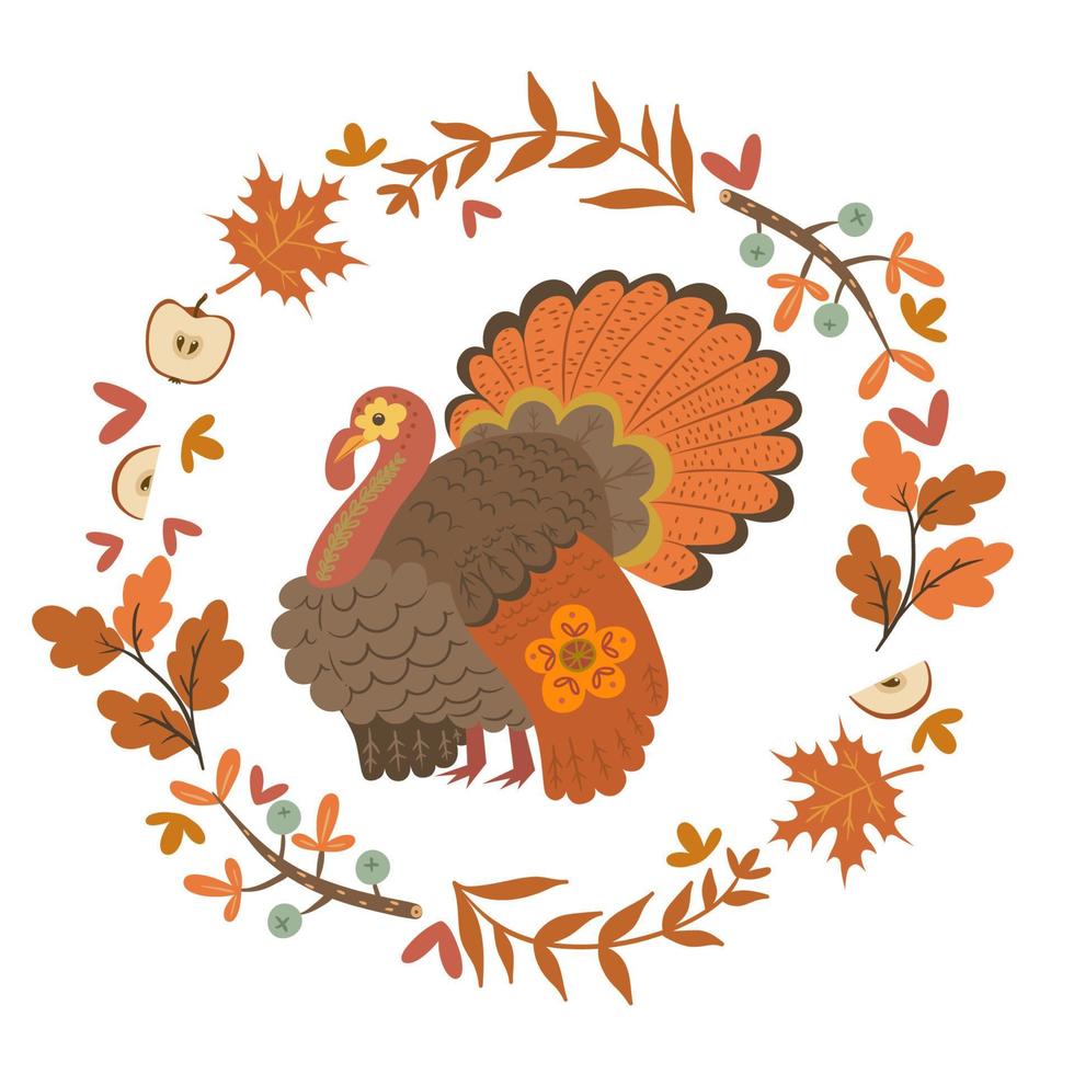 turkey in warm colors a. Vector graphics