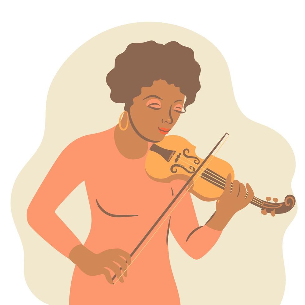 Girl violinist on a white background. Vector graphics.
