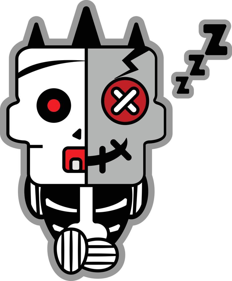 vector cartoon cute mascot skull character voodoo doll sleeping bone