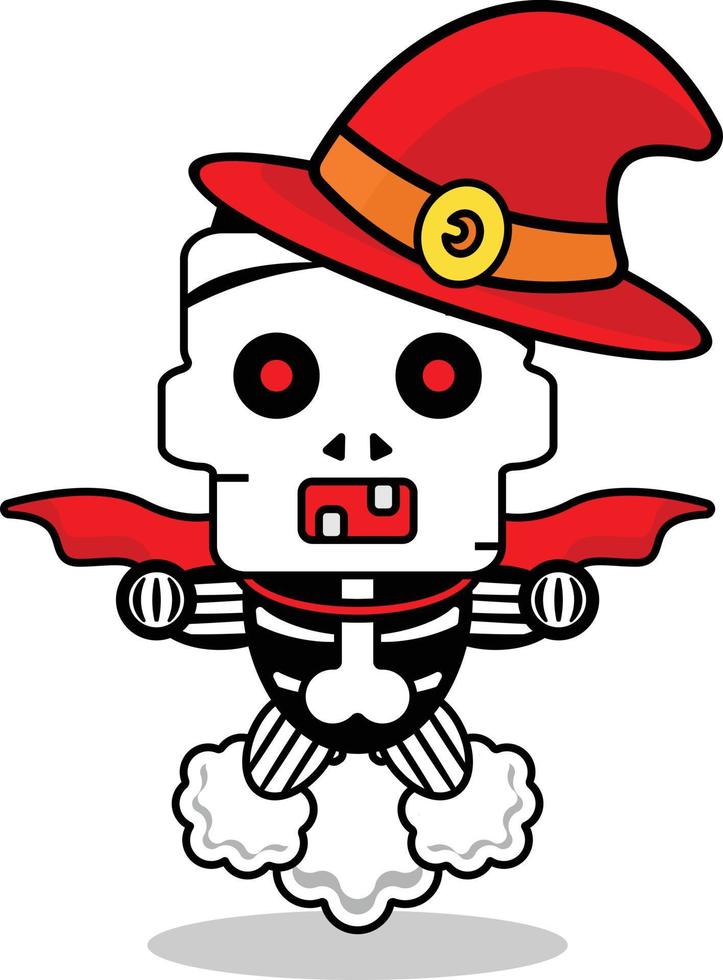 vector de dibujos animados lindo halloween cráneo otoño mascota personaje volador pedo