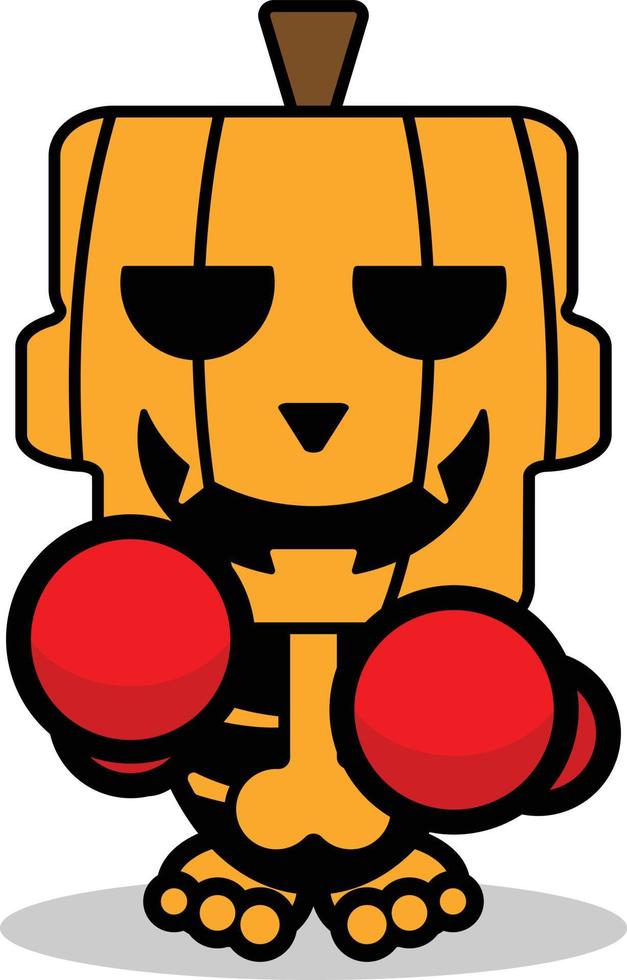 vector cartoon pumpkin mascot character halloween skull cute boxing