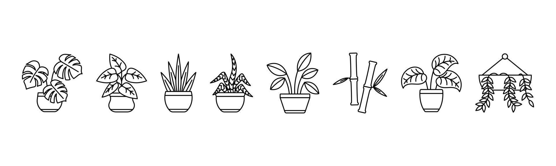 ilustración de vector de plantilla de diseño de icono de arte de línea de plantas de interior