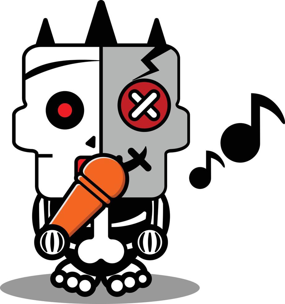 vector cartoon cute mascot skull character voodoo doll singing doll