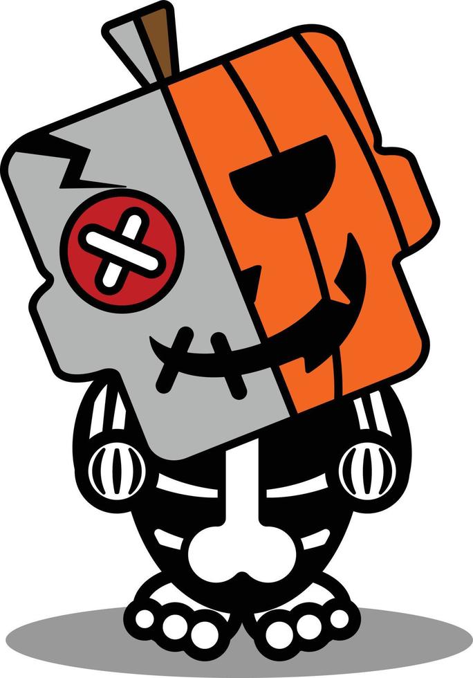 vector cartoon cute mascot skull character voodoo doll zombie pumpkin