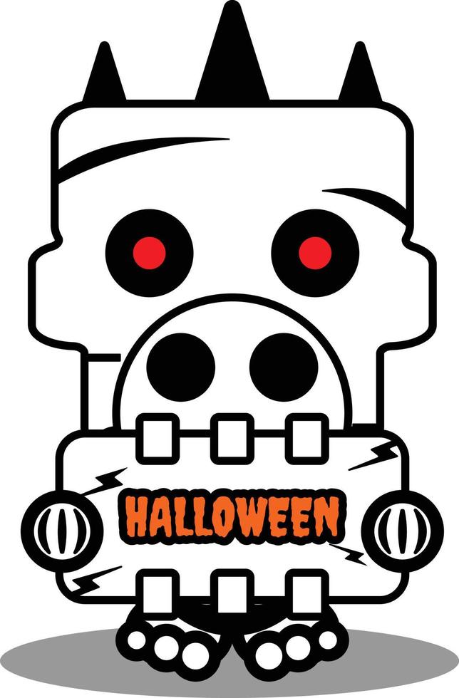 cartoon cute halloween skull mascot character autumn halloween board vector