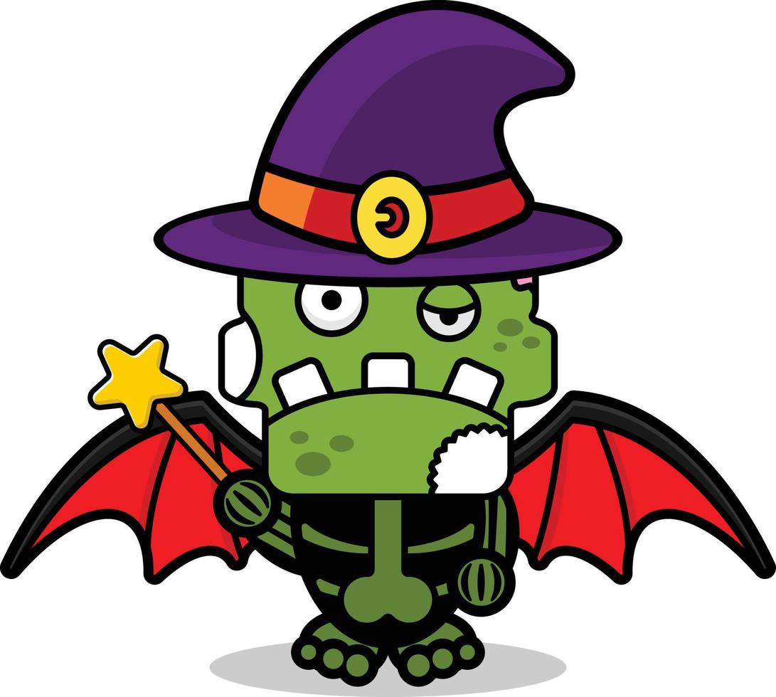 vector cartoon mascot character halloween zombie green skull cute witch