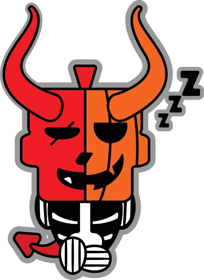 cartoon vector cute mascot skull red devil sleeping devil character