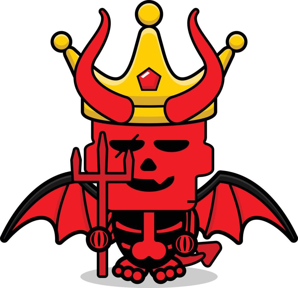 dibujos animados vector mascota personaje diablo rojo lindo cráneo rey