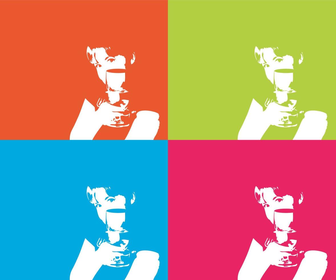 the girl with the wine or beer glass in the style of pop art vector