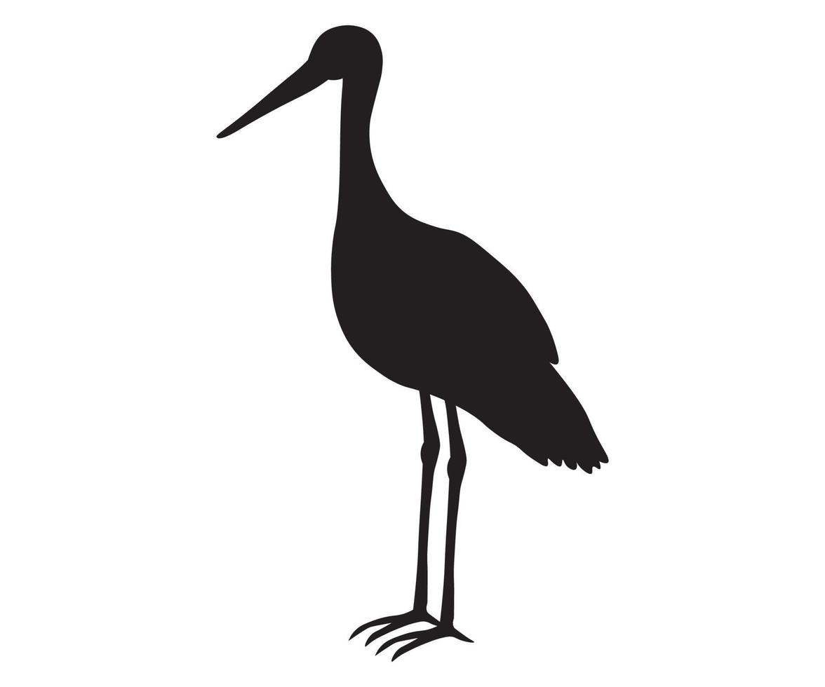 black silhouette,shadow of a standing stork vector