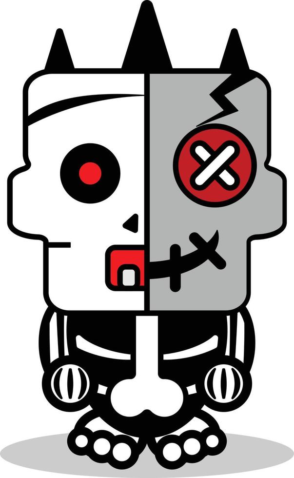 vector cartoon cute mascot skull character voodoo doll bone