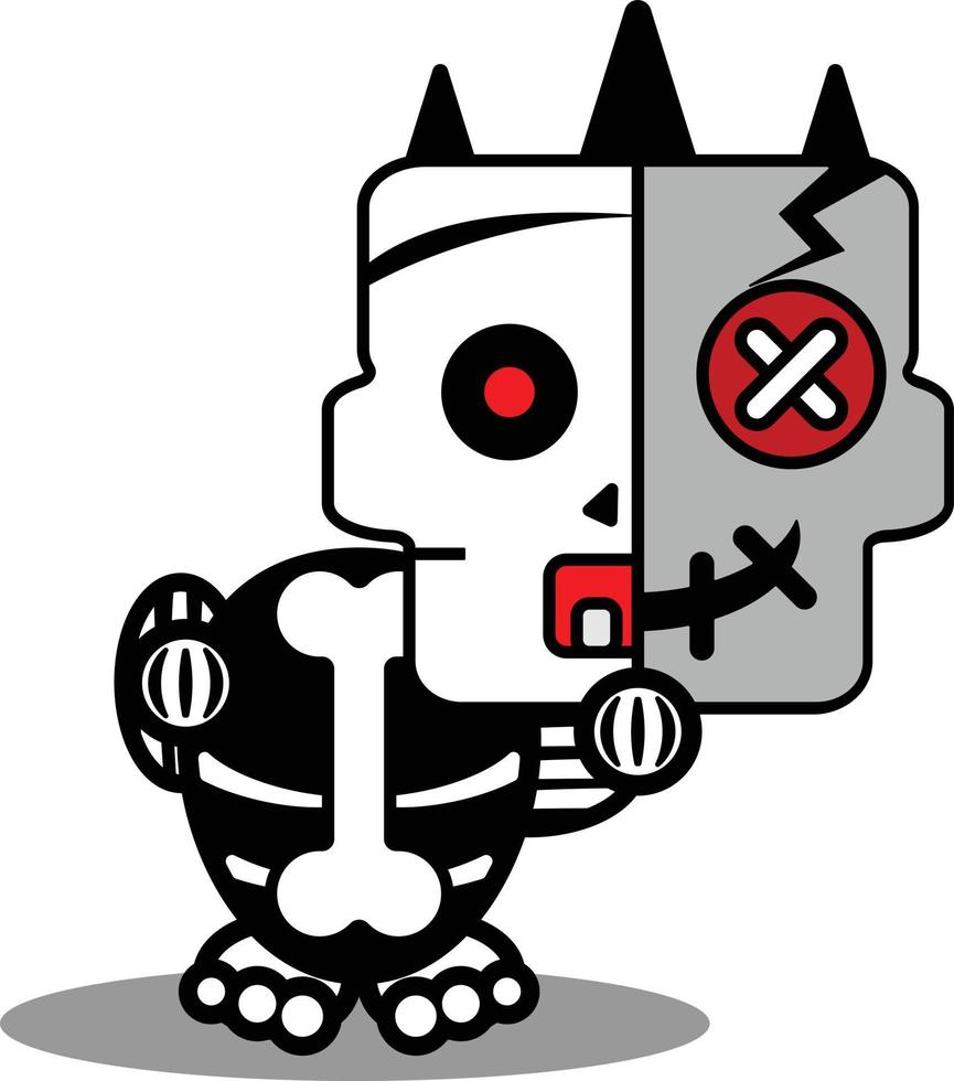vector cartoon cute mascot skull character voodoo doll detachable head