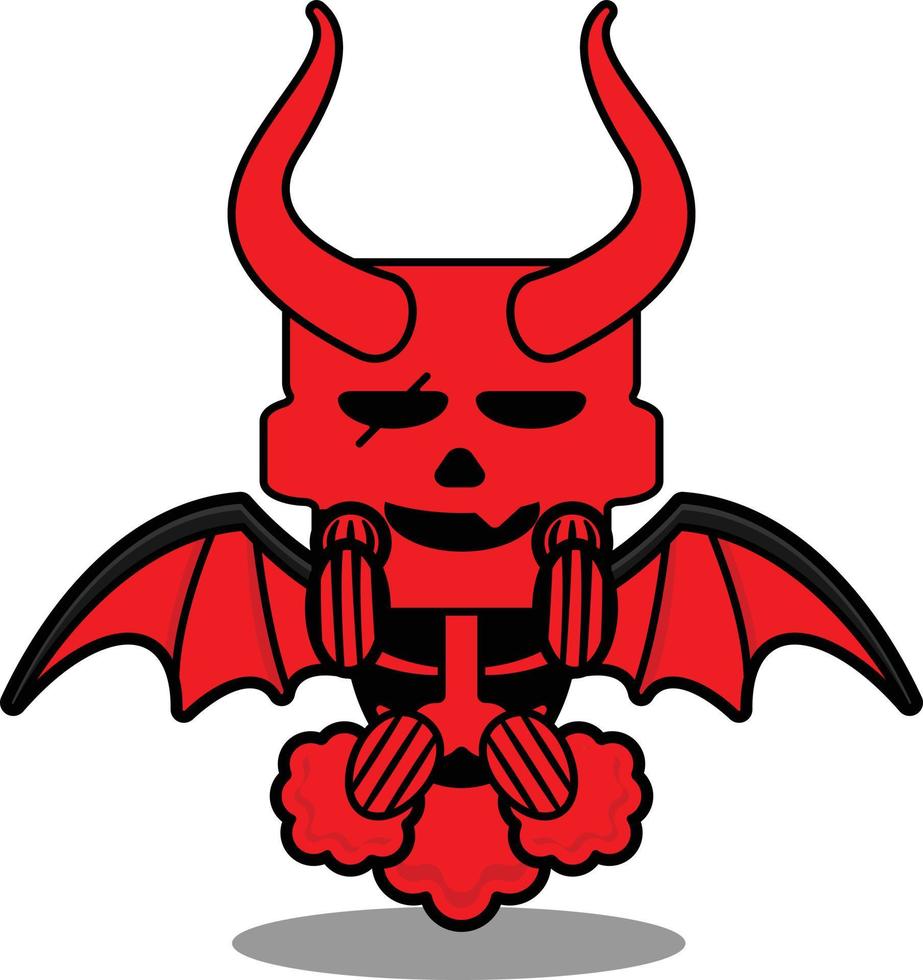 cartoon vector mascot character red devil cute skull fart rocket