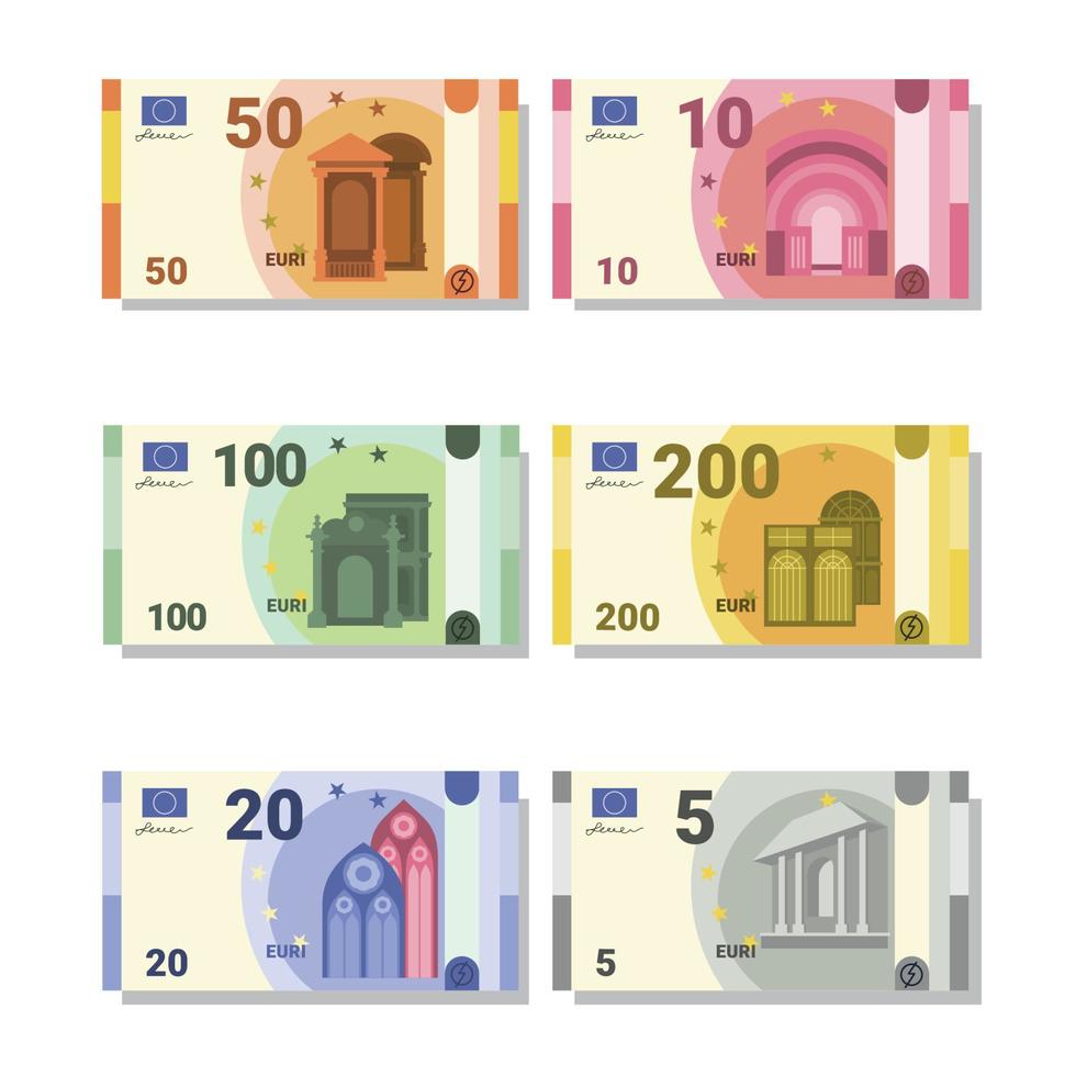 papel moneda euro falso vector