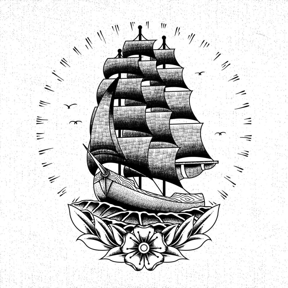 Vintage ship vector illustration detailed and easy to edit