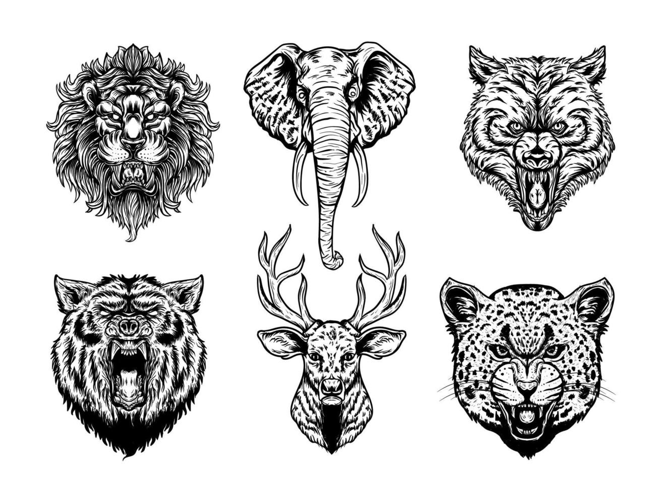 colección de cabeza de animal salvaje vector