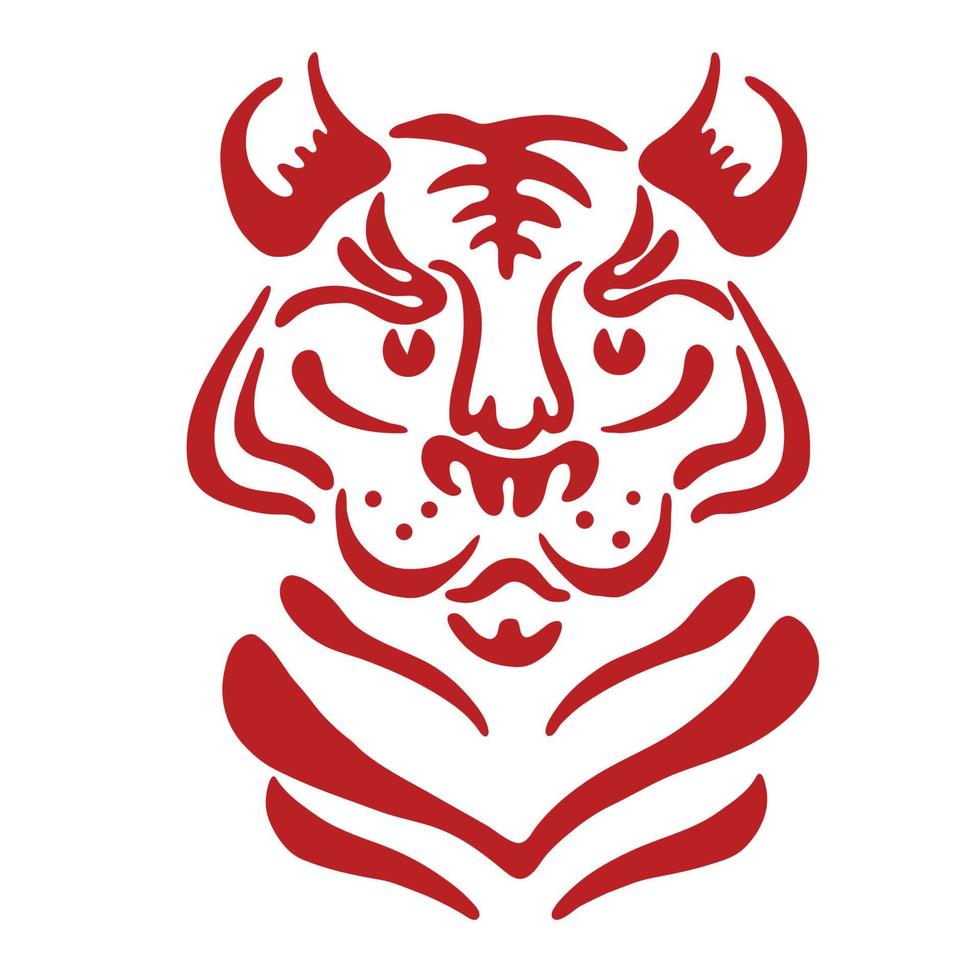 Vector illustration of the red tiger.  Chinese New Year of the tiger.