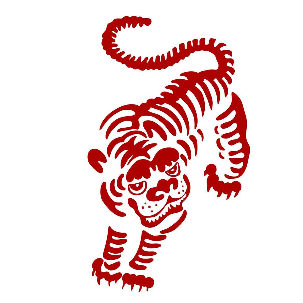 ilustración vectorial del tigre rojo. año nuevo chino del tigre. vector