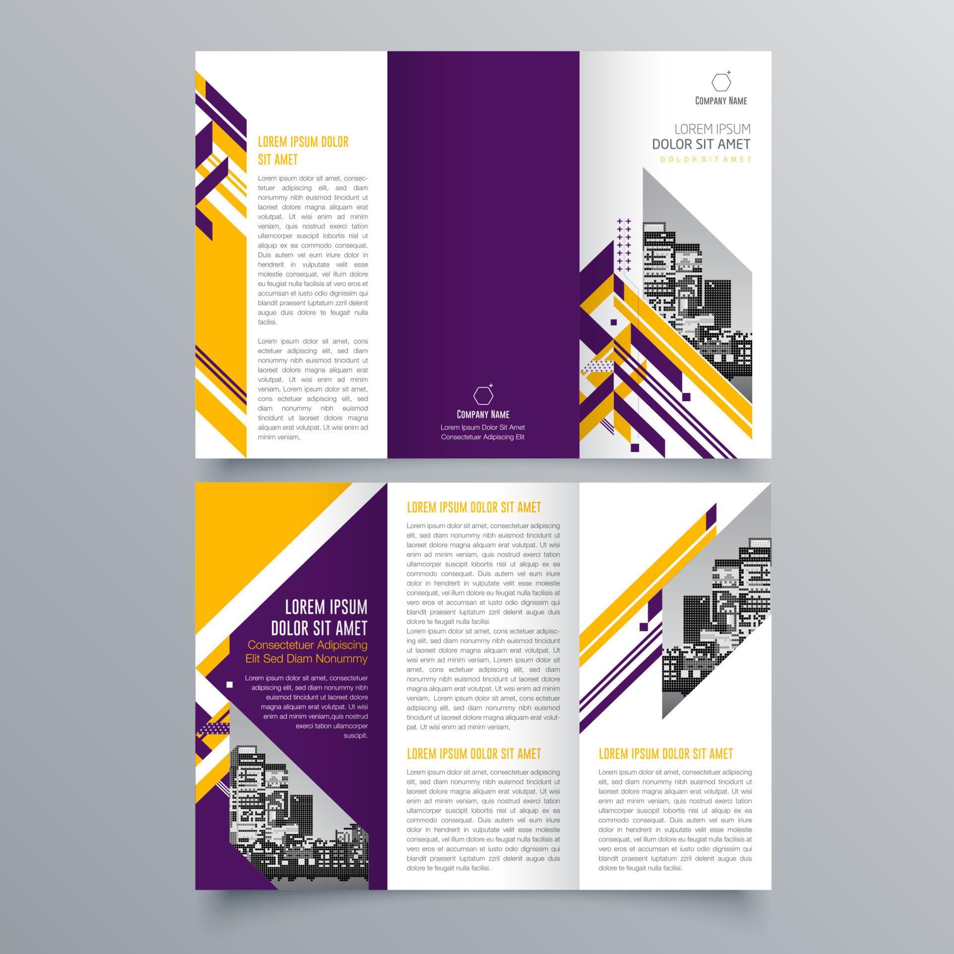 Tri fold brochure template Minimalistic geometric design for corporate