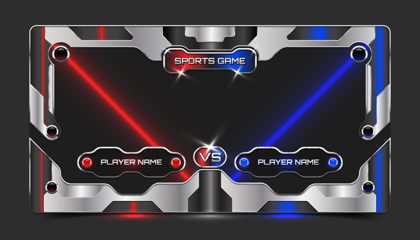 Sports game show futuristic banner with metallic 3d background and red blue neon light for electronic sports, boxing, fighting, wrestling. vector