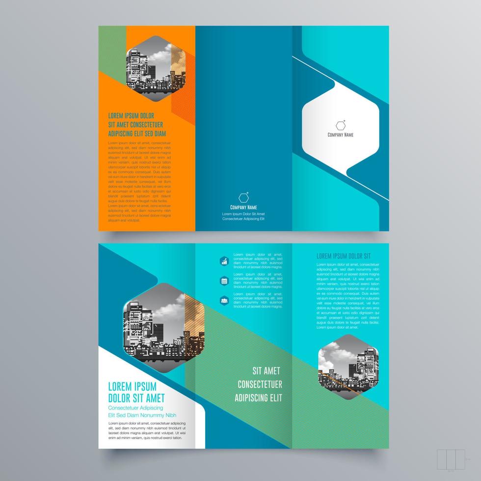 Trifold brochure template Minimalistic geometric design for corporate