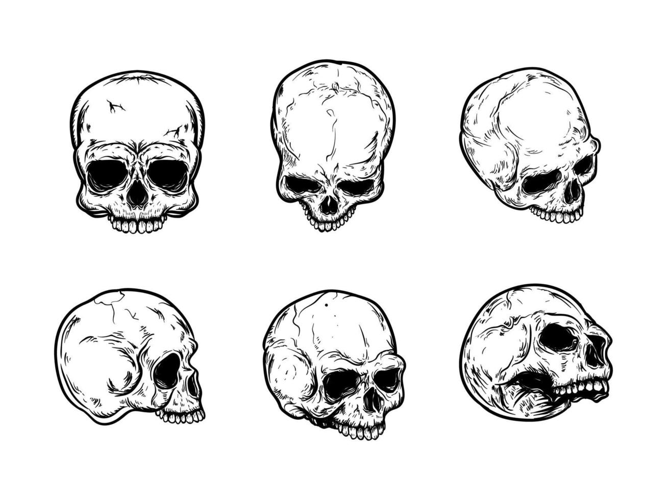 Skull set collection hand drawn vector