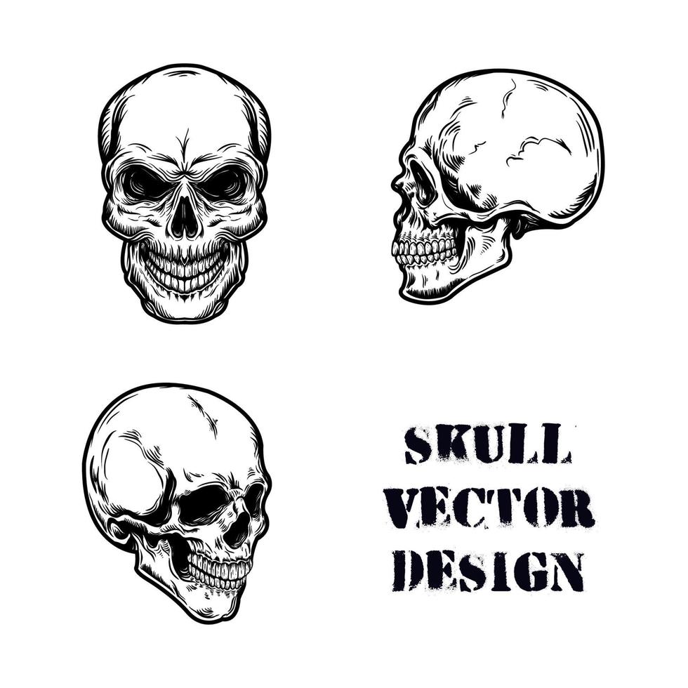 Skull set hand drawn vector