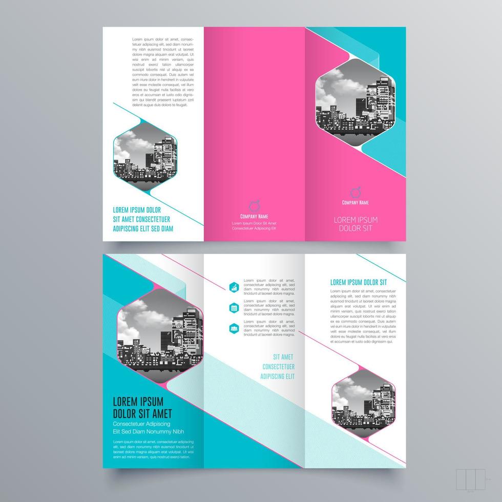 Tri-fold brochure template Minimalistic geometric design for corporate and business. Creative concept brochure vector template.