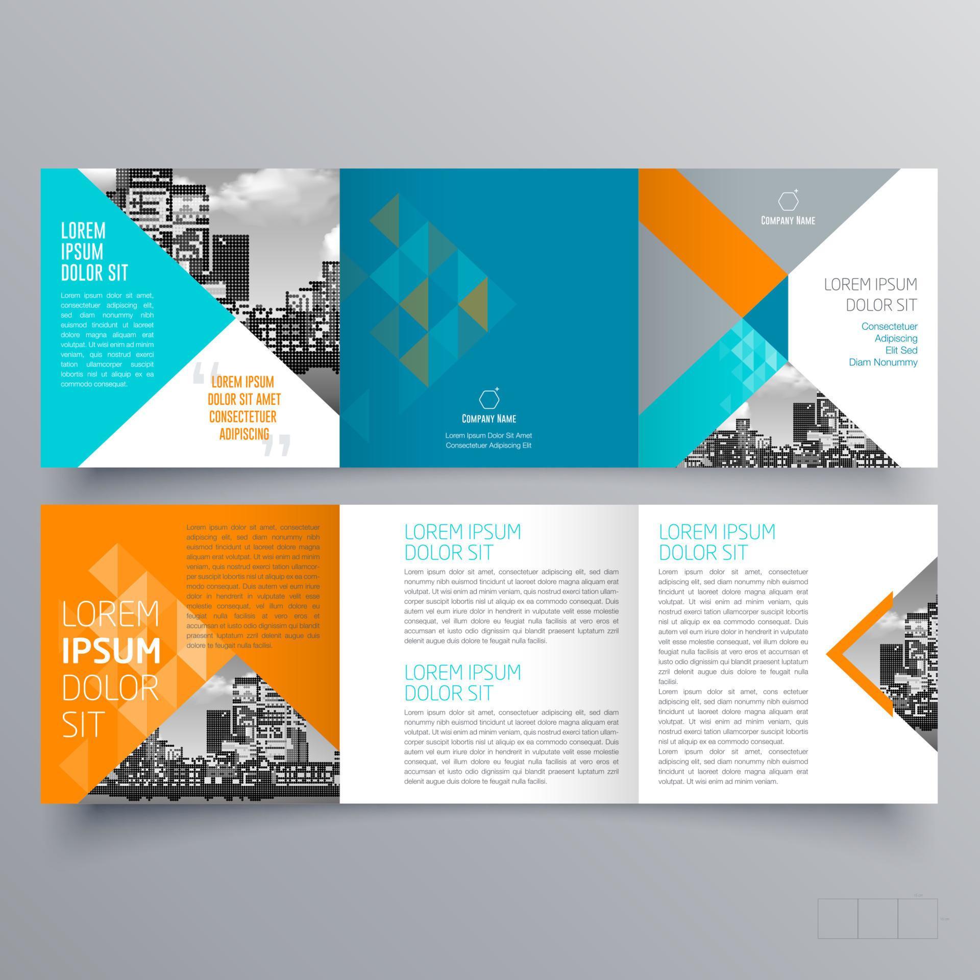 Tri fold brochure template Minimalistic geometric design for corporate