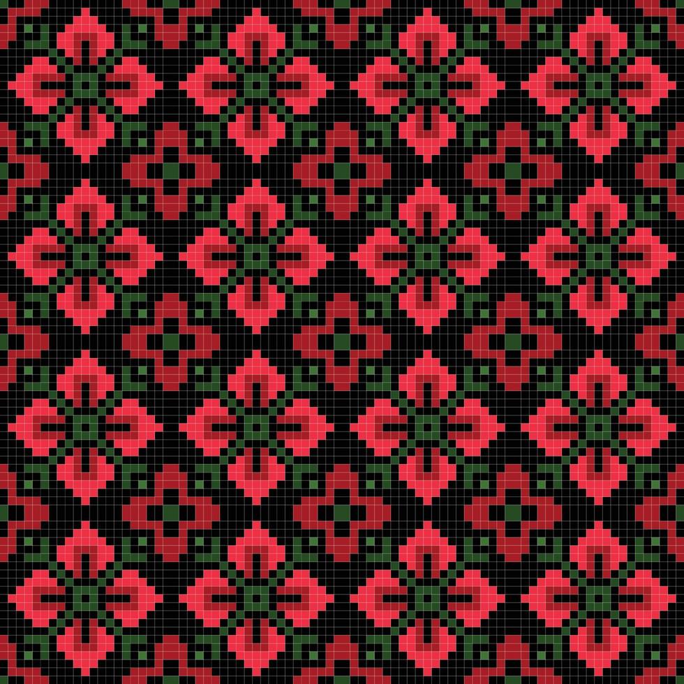 Abstract geometric red flower seamless pattern. vector