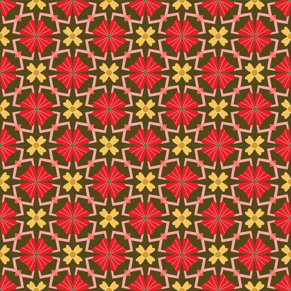 Abstract geometric red flower design seamless pattern vector