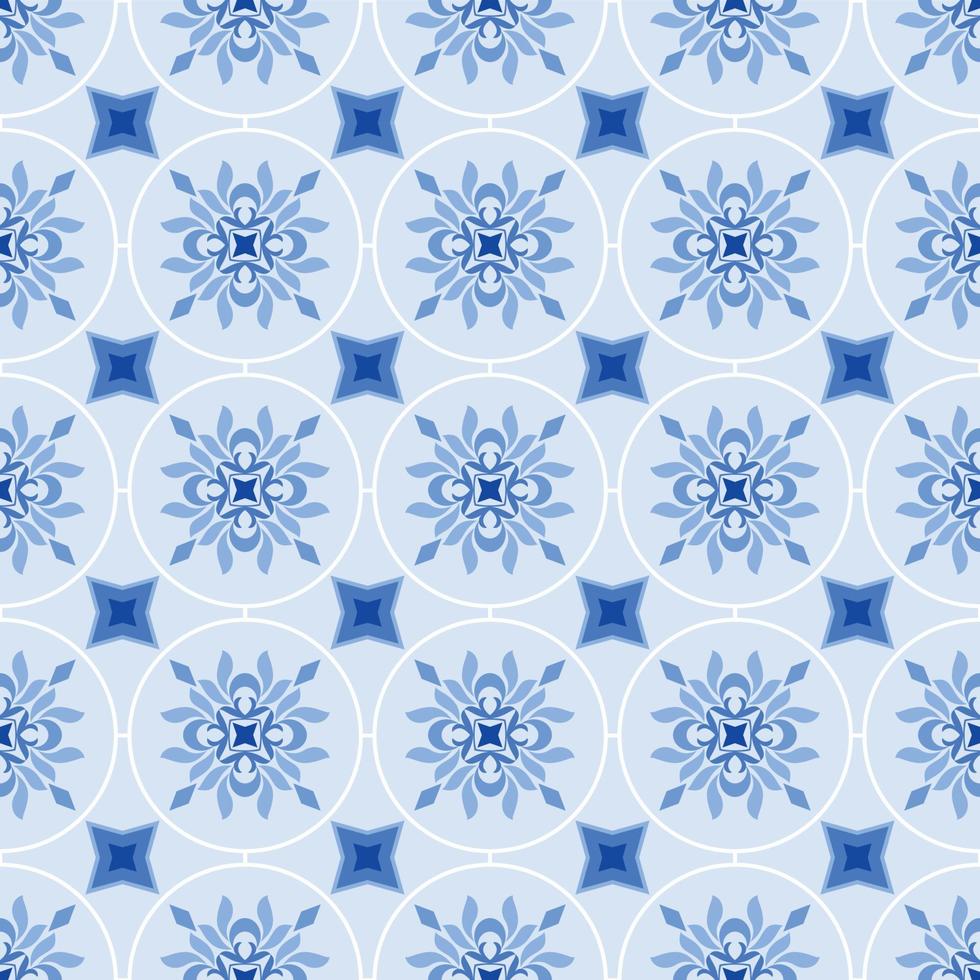 Abstract geometric in blue monochrome seamless pattern. vector