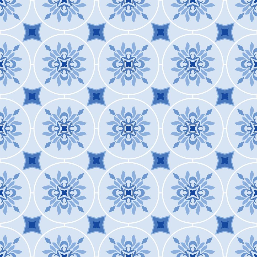 Abstract geometric in blue monochrome seamless pattern. vector